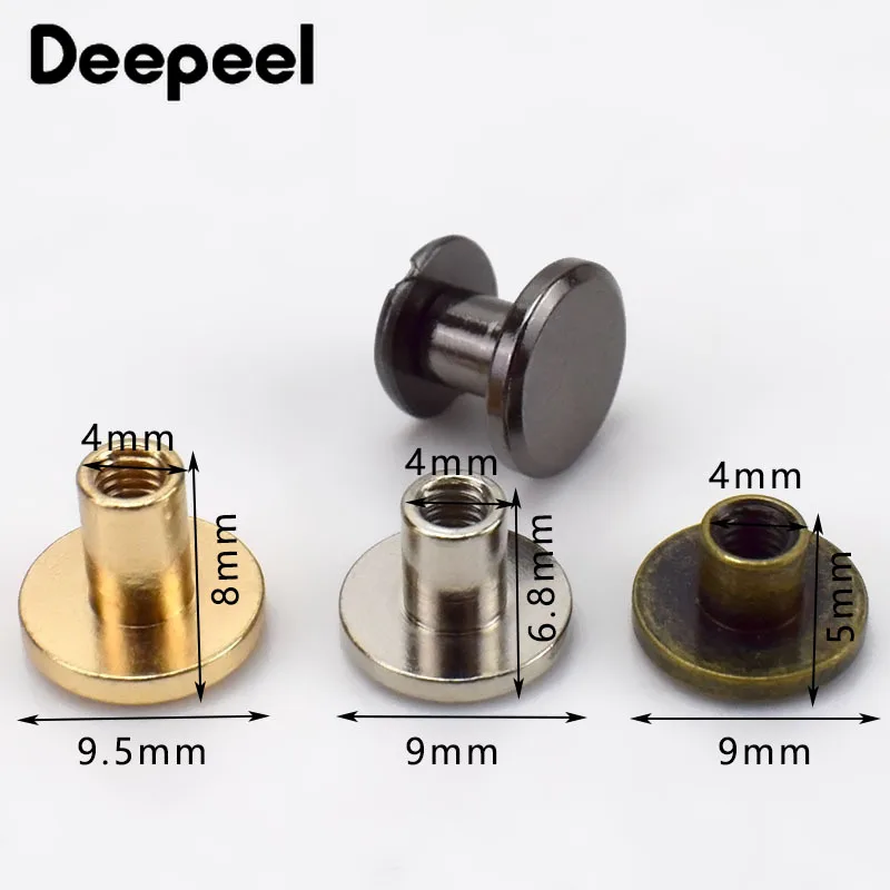 20Pcs Deepeel 5-8mm Flat Head Screws Nail Rivet DIY Bag Book Notebook Metal Binding Belt Hardware Accessories Buckle