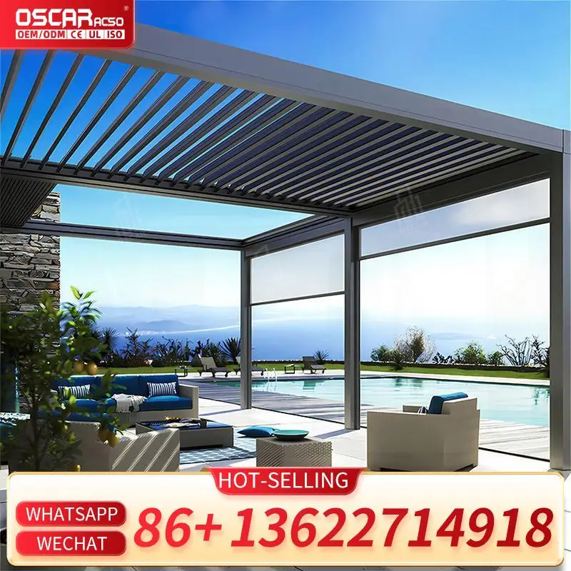 

Waterproof Automatic Aluminium Sun Shed Louvre Roof for Patio and Garden in Residential Areas Pergola