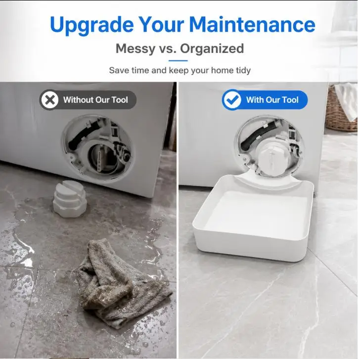 1 Washing Machine Drain Water Collection Tray, No Overflow, Lint Filter and Foreign Object Collection Drip Tray, Clean Laundry R