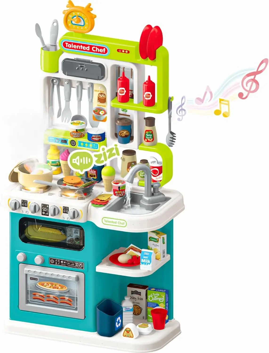 Ensemble de jeu de cuisine pour enfants avec son et lumière, accessoires de cuisine pour jouets alimentaires, ensemble de jouets de cuisine pour faire semblant de jouer pour garçons et filles