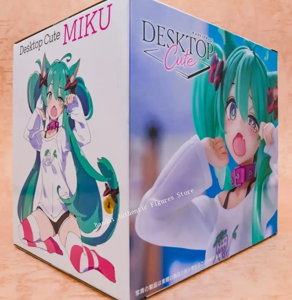 タイトー純正オリジナルデスクトップかわいいフィギュアボーカロイド初音ミク猫耳-tシャツ-13-センチメートルおもちゃフィギュアコレクションモデルギフト
