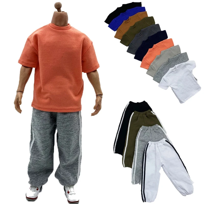 Camisa holgada masculina a escala 1/6, pantalones informales, pantalones deportivos para juguetes calientes de 12 pulgadas, ropa de figuras de acción Ph TBLeague, 12 colores