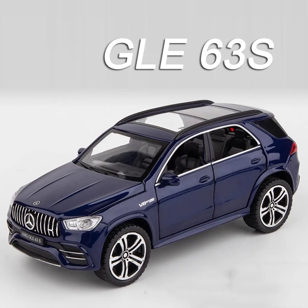 รถโมเดลโลหะผสม GLE 63S สเกล 1/32 ของเล่นรถ SUV แบบหล่อขึ้นรูป จำลองรถออฟโรด แบบดึงหลัง ของเล่นเด็กผู้ชาย