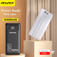 Awei P168K 10000mAh Power Bank With Type C&Lightning Cable 22.5W Fast Charge External Spare Battery  for Mobile Phone Powerbank