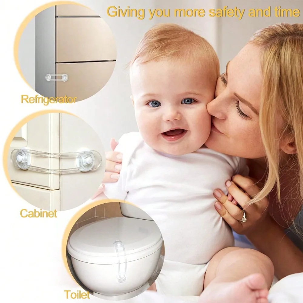 5 قطع قفل أمان للأطفال، قفل ثلاجة لدرج الأطفال متعدد الوظائف، قفل أمان بحزام ناعم مضاد للفتح