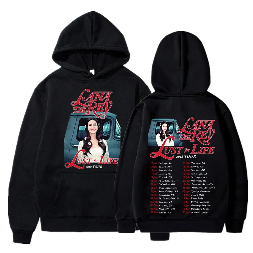 

Hoodies Singer Lana Del Rey Hoodie Lust for Life Tour Music Album Print Sweatshirts Men Women Fashion Sweatshirt Oversized Coat