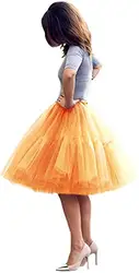 Elegante Tule Rok Dames Midi Tule Tutu Rok Mode Pluizige Prinses Rokken Vijf Lagen Een Lijn Party Prom Onderrok