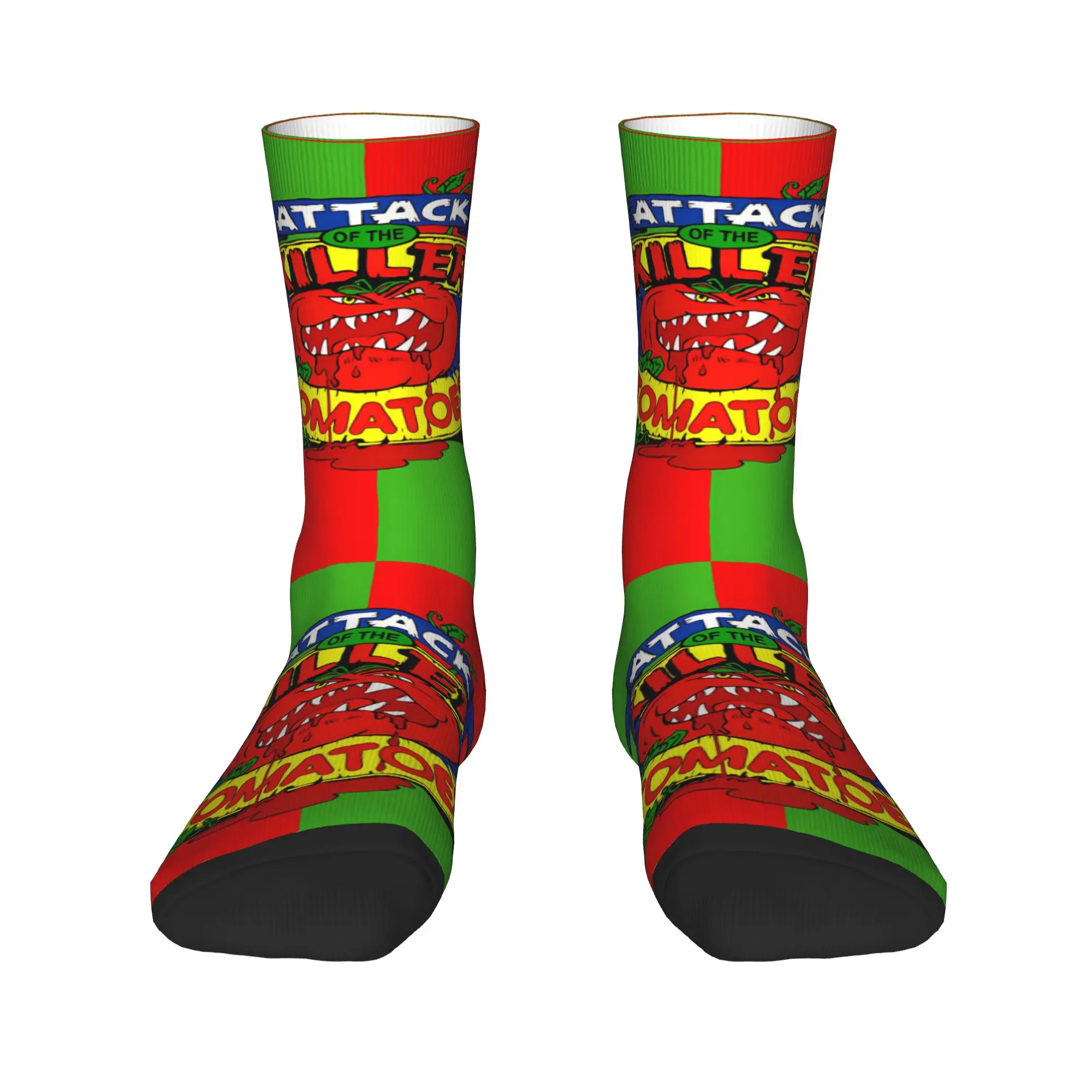 1 Pair Funny Happy Men's Sock Fan Retro Harajuku Attack of the Killer Tomatoes Hip Hop Novelty Seamless Crazy Sock Gift Printed