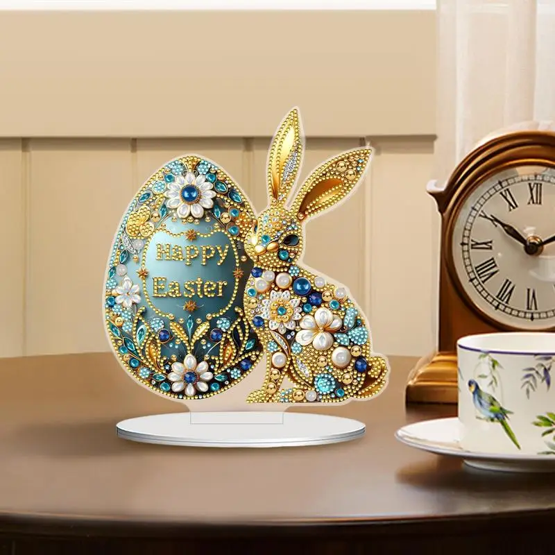 イースターラインストーンペイントキット ラインストーンテーブルサイン イースターバニーペイントキット デスク装飾 イースターエッグ アート&クラフト 2Dアクリル