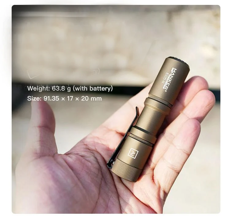 Mankerlight E05 II MAX 1300 Lumen/800 Lumen AA 14500 Mini EDC Flashlight,Cold White/Natural White LED,Pocket Torch-Sand