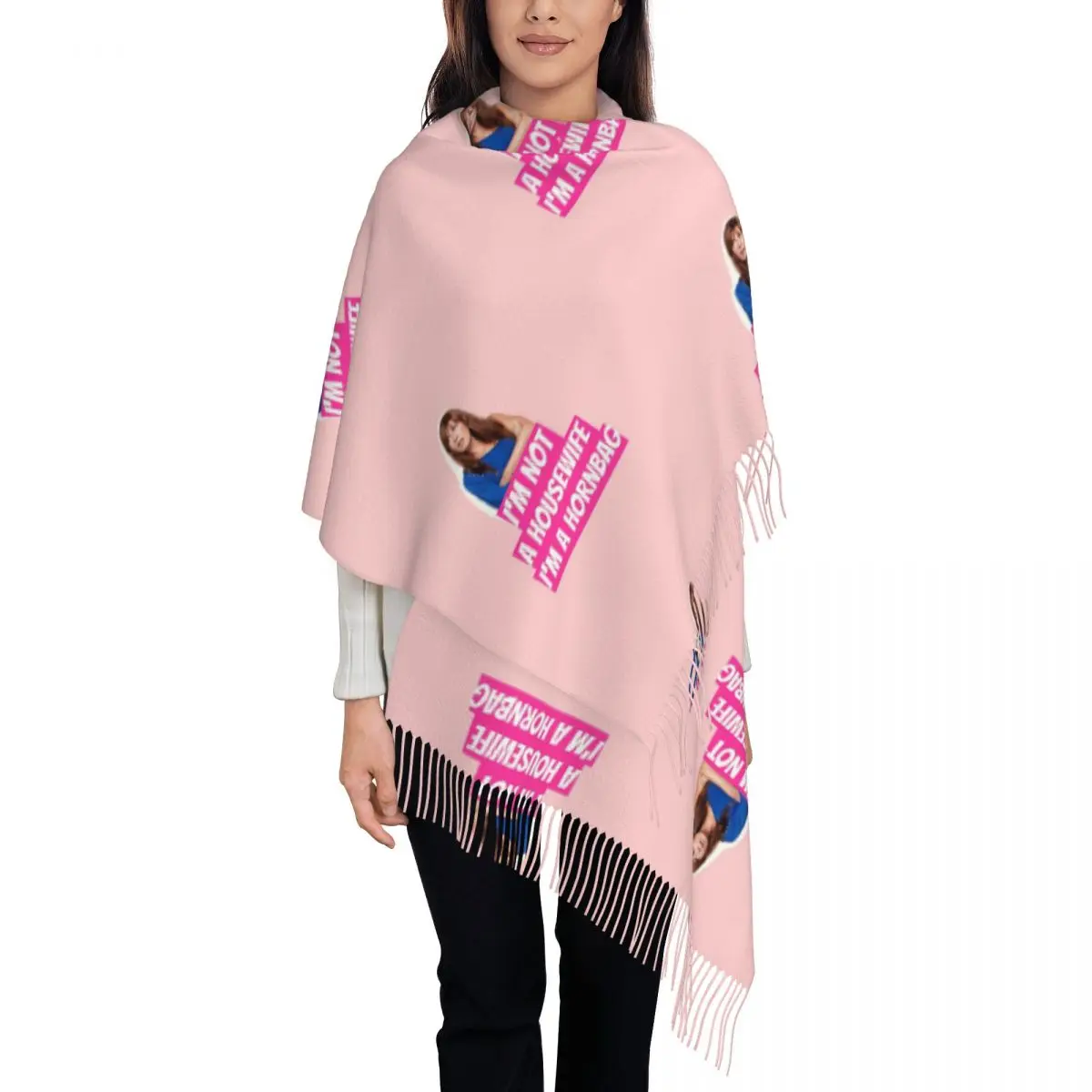 Kath And Kim Im Not A Housewife Im A Hornbag Quote Scarf Tassel Scarves Women Soft Warm Shawls and Wraps Fall Winter Shawl Wrap