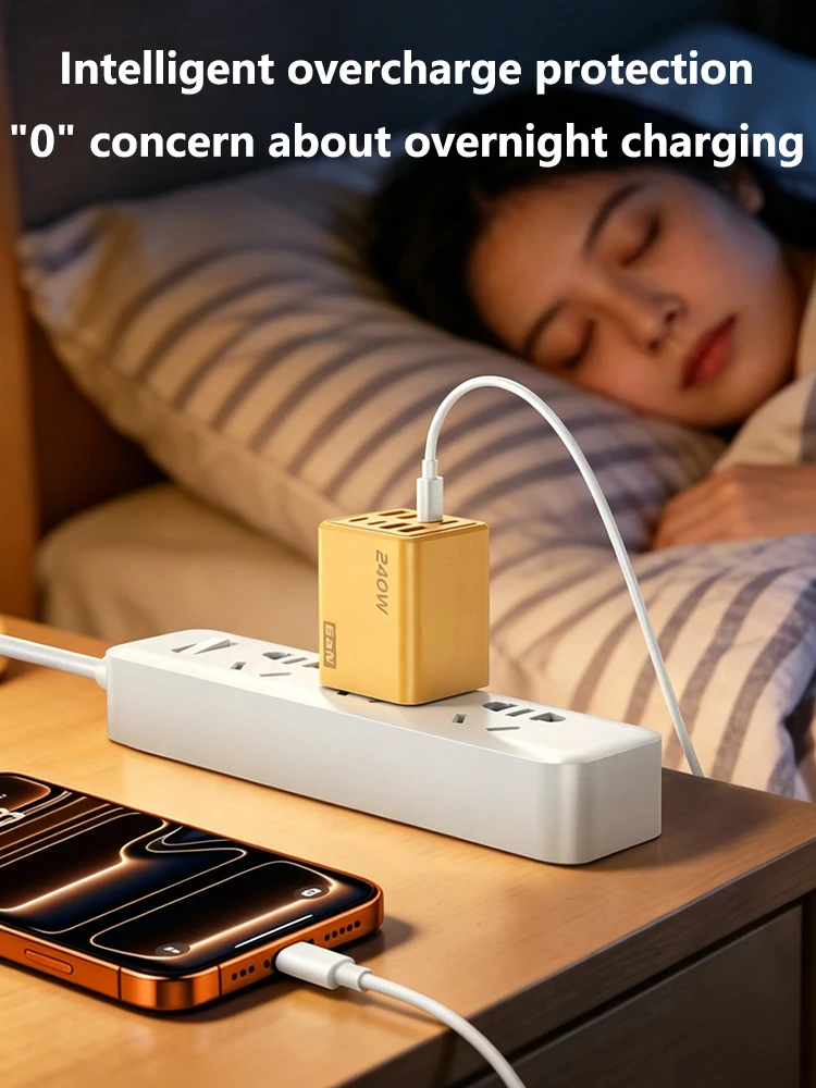 240W GaN Charger 8-Port USB Fast Charger Block 4A4C Multi-Port Charging Station with Intelligent Temp Control 100-240V Charger - view 4