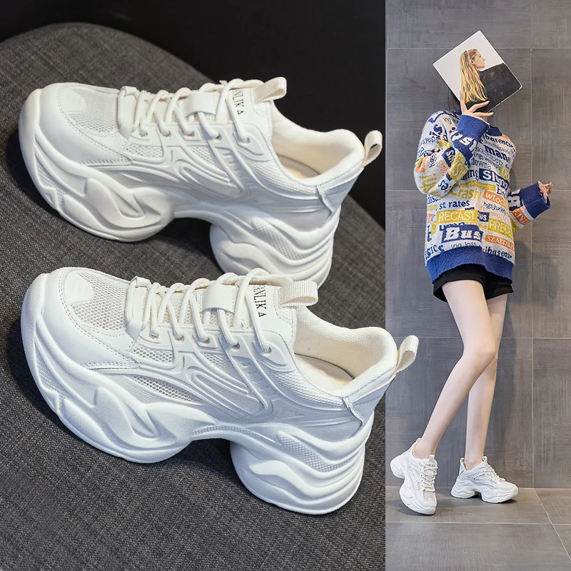 

2024 New Dad Shoes Women's Running Breathable Sports Shoes Thick Bottom Spring Dancing Shoes Casual Style Slip-On Fashion Sin...