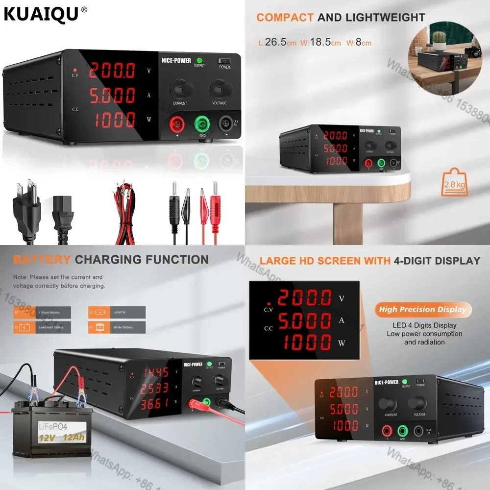 Hot Sale Wholesale KUAIQU R-SPS2005 1000W 200V 5A Switching DC High Power Supply with Output ON/OFF Button for Industrial