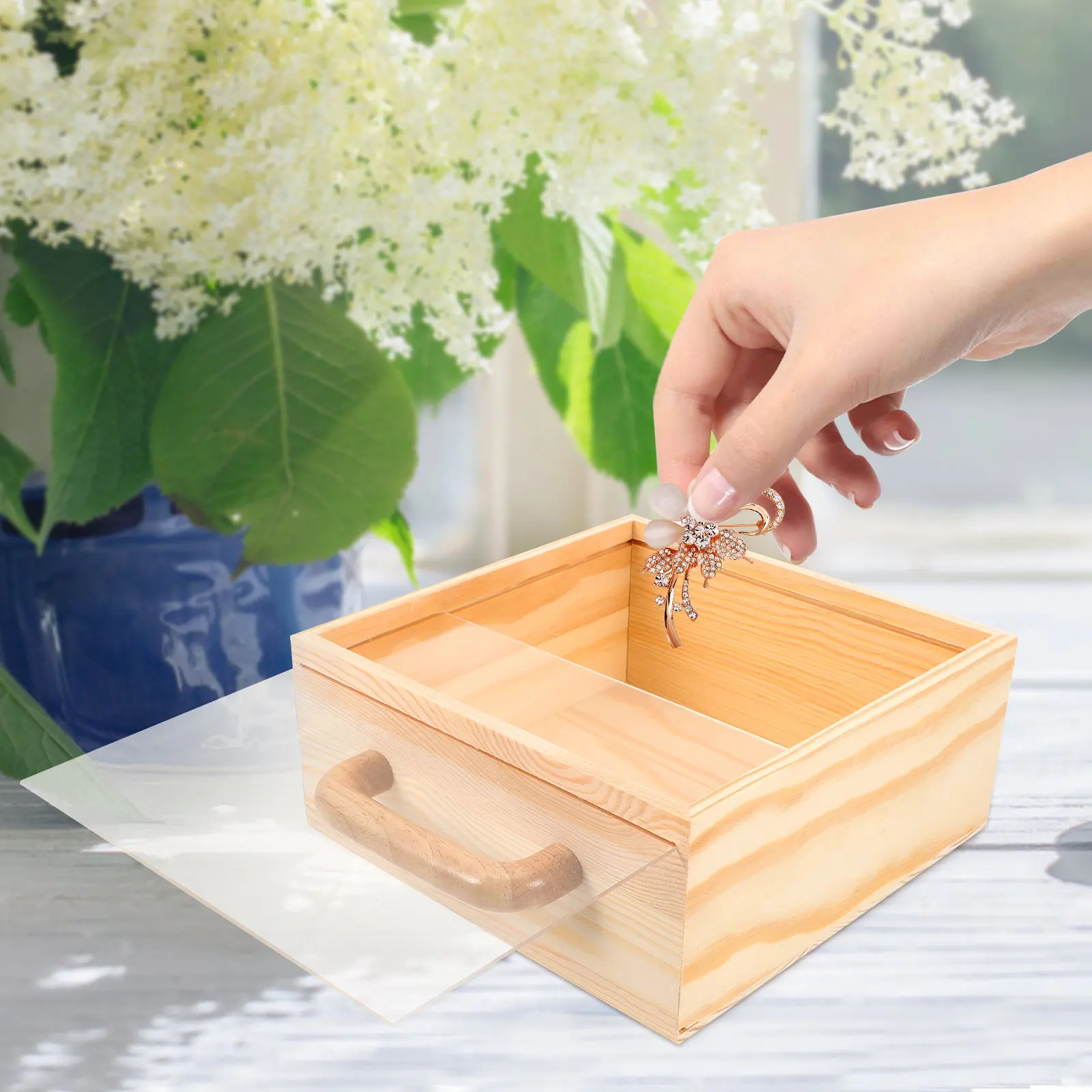 

Деревянный футляр для демонстрации украшений, портативный органайзер для мелочей, ретро-коробка с окошком, подарочная упаковка, органайзер для домашнего декора, многофункциональный