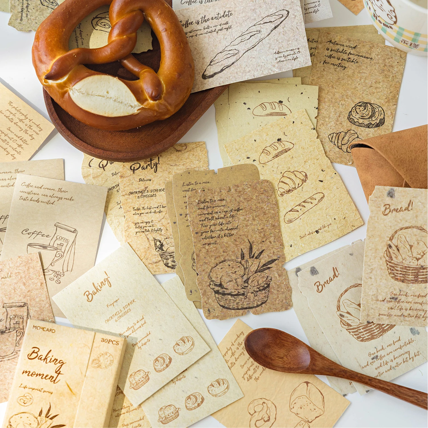 30pcs Light Retro Material Background Decoration  Sticker DIY Scrapbook Writing Paper Office School Stationery Decor Junk Journa