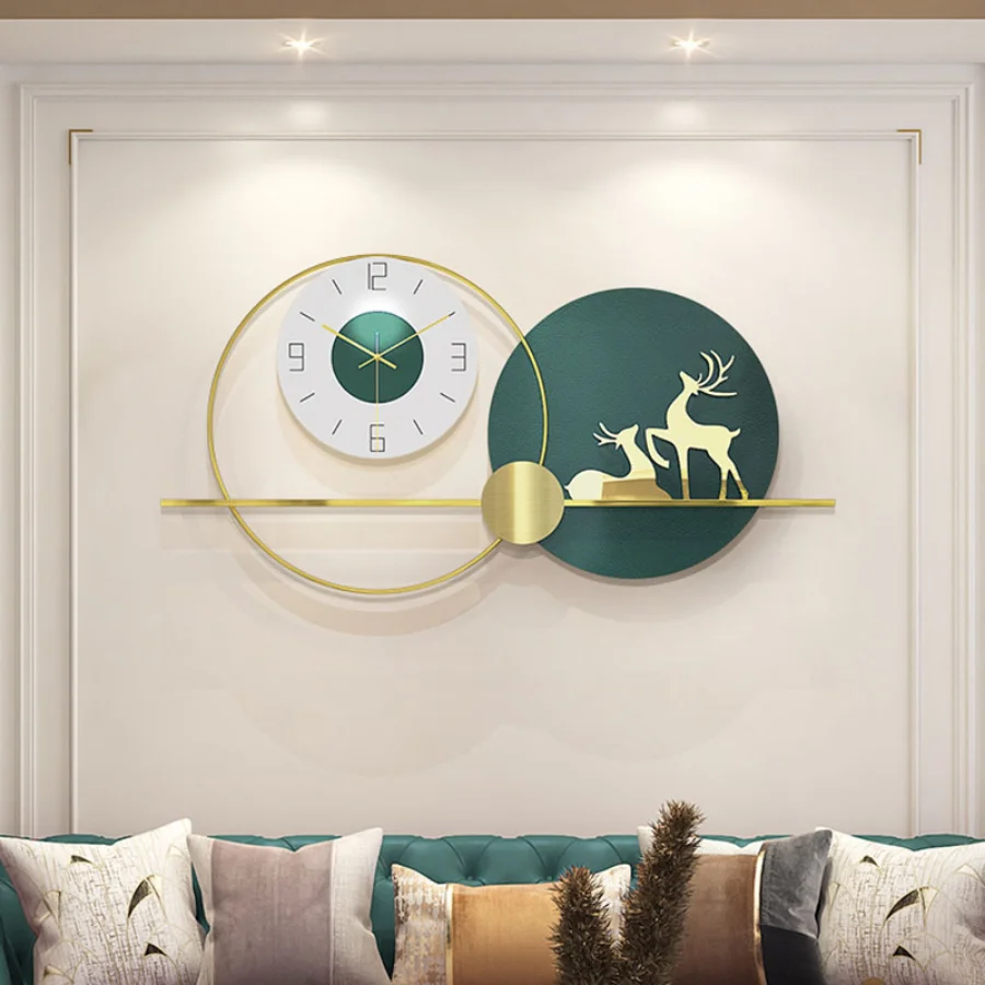 Living Room Wall Clock Decoration Hand Gold Round Wall Clock Elegant Gift Light Colorful Modern Fashion Reloj Pared Home Decor