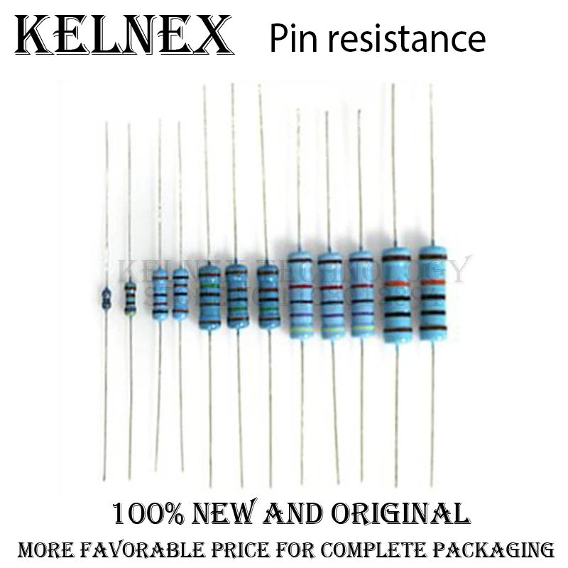 100pcs 1/4W 1R~22M 1% Metal film resistor 100R 220R 1K 1.5K 2.2K 4.7K 10K 22K 47K 100K 100 220 1K5 2K2 4K7 ohm resistance