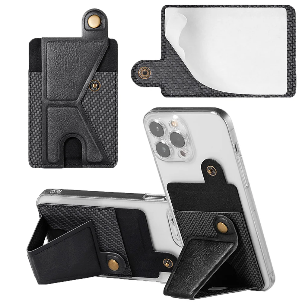 

Leather Back Adhesive Sticker Pocket with Adjustable Stand Wallet Card Bag Holder Pocket ID Case Pouch Sleeve for Back of Phone