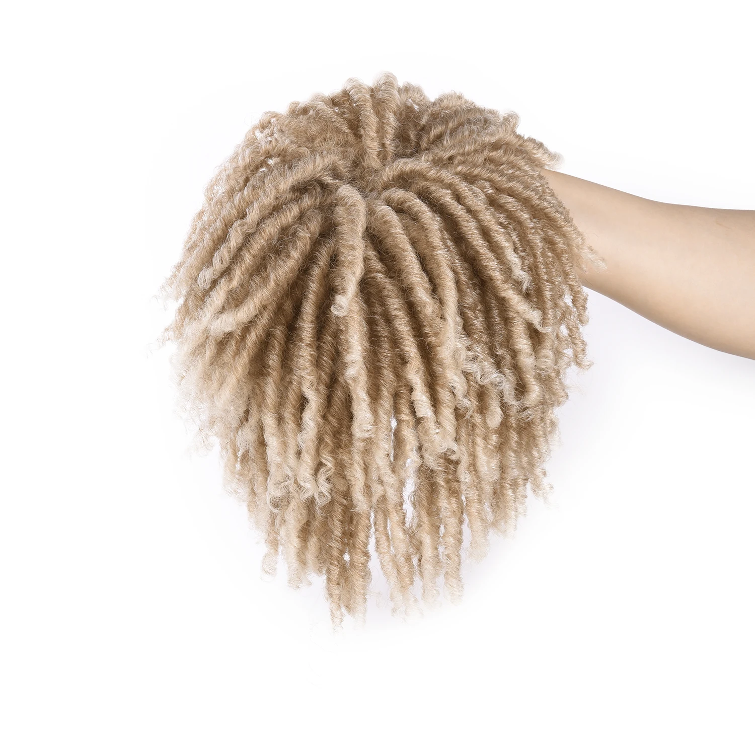 DinDong Synthetic Messy Thick TOPPER Dreadlocs Clip In Hair Extensions Pony Tail As Blonde 27-613 Topper Wigs