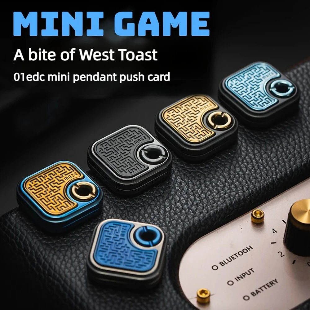 01EDC Puzzle Meccanico Portatile a Cubo Piccolo 'One Bite French Toast' con Pendente, Gioco Antistress Scorrevole da Dito