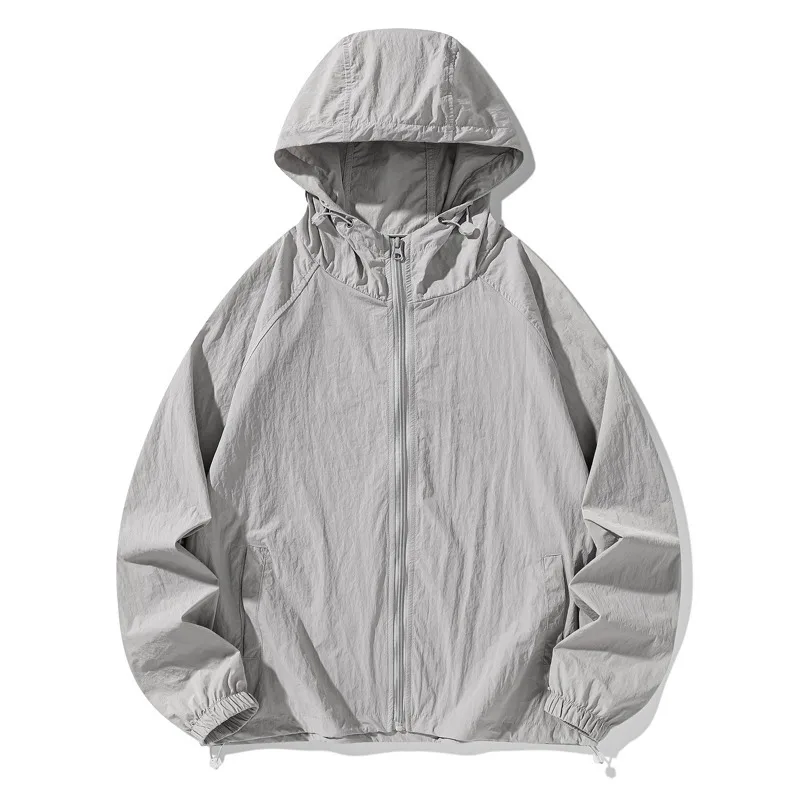 Men Lightweight Sunscreen Jacket Summer Windproof UPF50+Sun Protection Clothing Breathable Hooded Camping Jacket Oversize Hiking