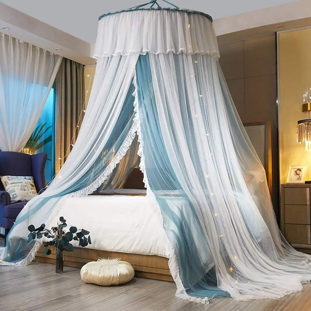 

1 Set Good-looking Bed Canopy Round Dome Easy to Install Princess Bed Curtain Kids Girls Bedroom Bed Net