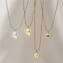 HECHENG,Ins 18K Gold-plated CZ Flower Necklace,Colorful Flower Necklaces For Women Fashion Jewelry Gift