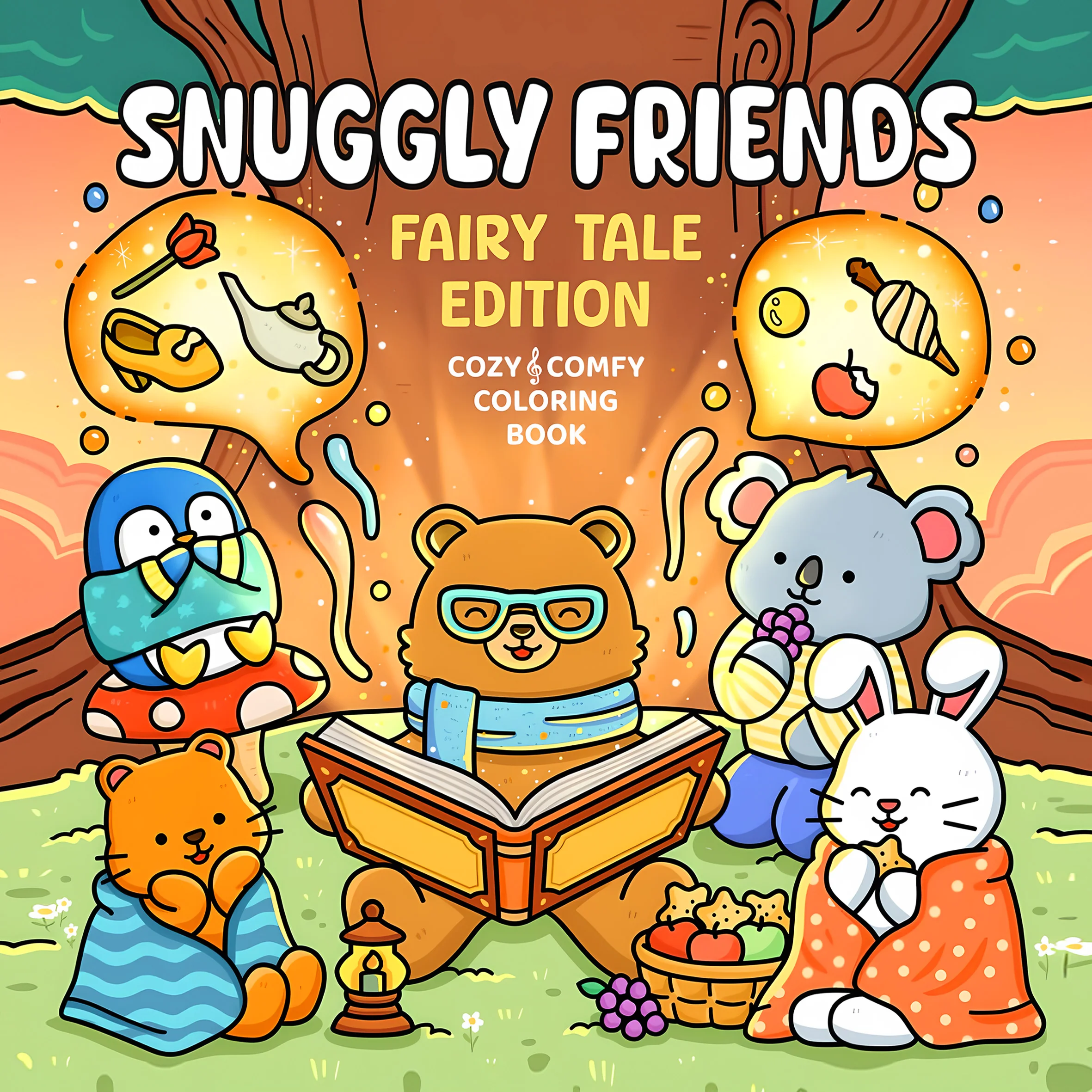 SNUGGLY FRIENDS Bold-easy Patterns Coloring Book for Adults Cute Drawing Book Perfect Gift for Party and Birthday