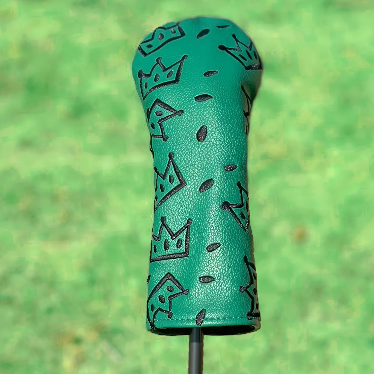 1pc/4pcs Driver/Fairway/Hybrid Headcovers Set - Green Crown & Cheese Pattern Golf Club Head Covers, Premium PU, image 4