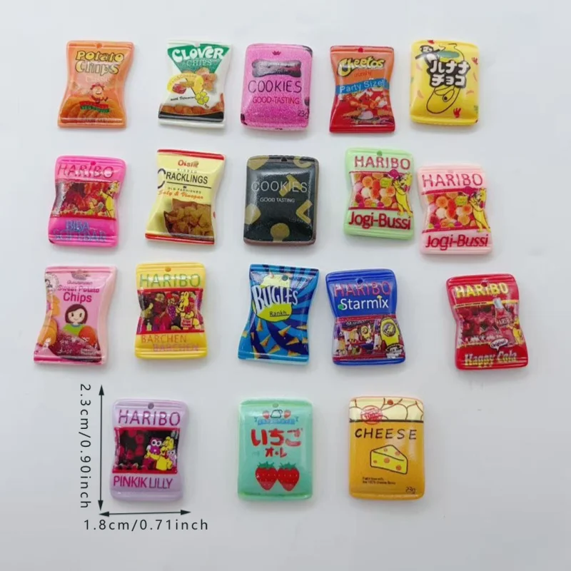 10Pcs Mixed Mini Resin Simulation Food Bag Charms Snack Package Pendants For DIY Jewelry Craft