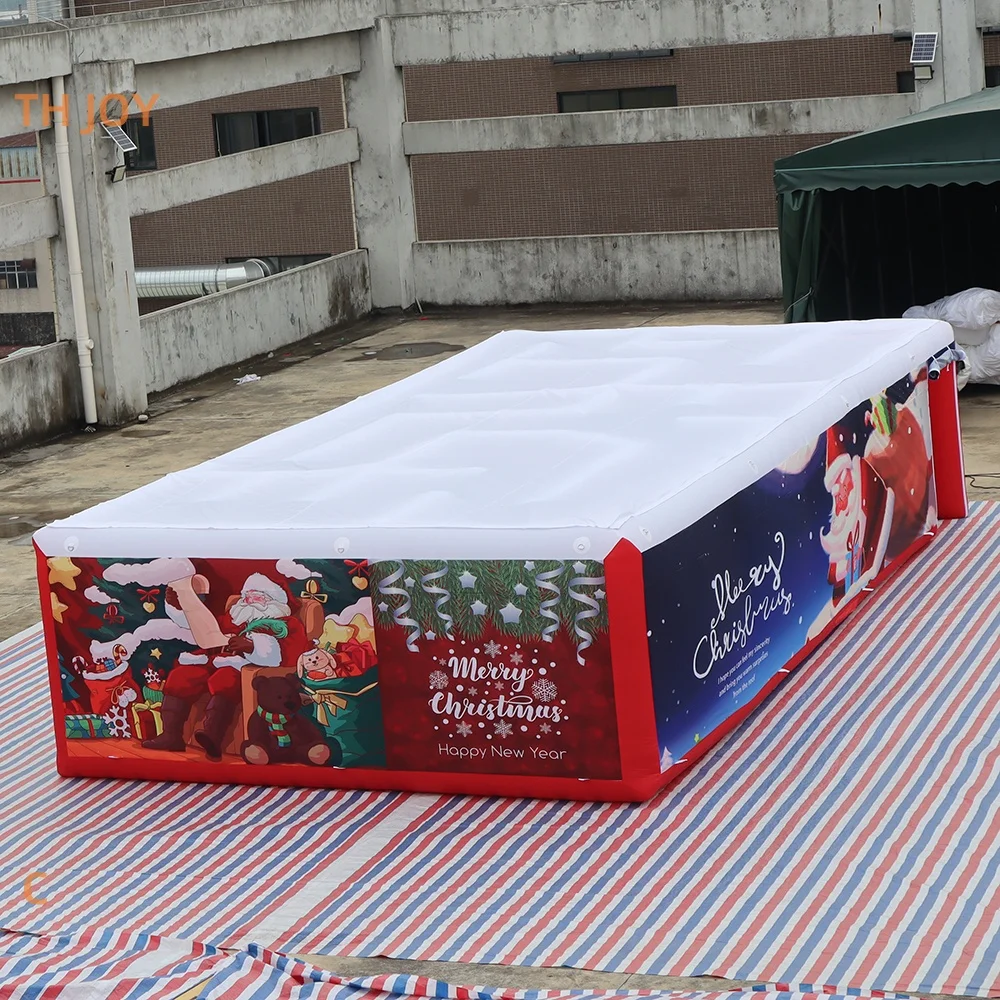 fast shipping, 2025 new Santa claus inflatable maze for party, digital printing laser tag games Christmas inflatable maze