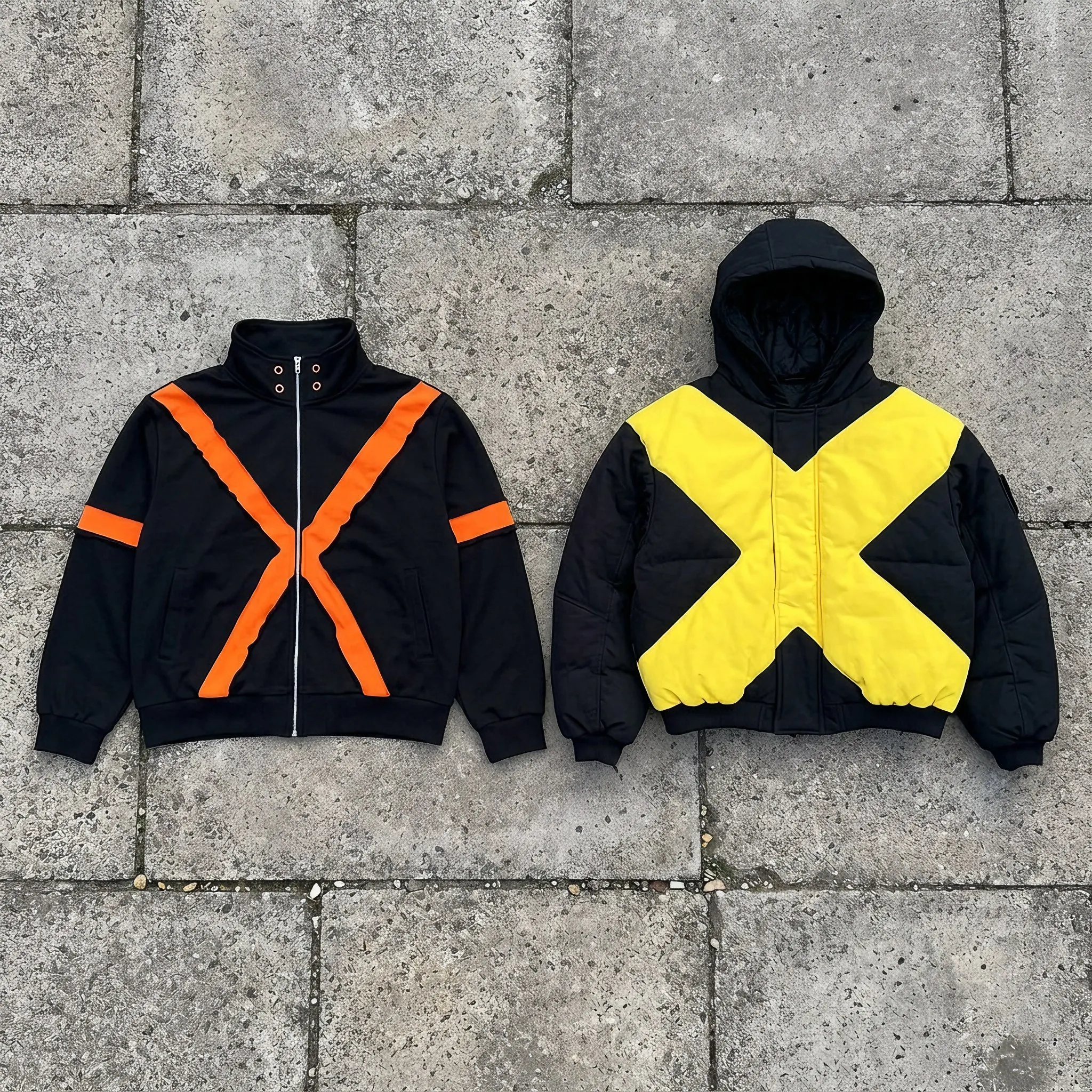 Hot Sell X-Shape Jacket Women Color Block Stand-Up Collar Sporty Jackets Punk Cut-Out Eye Design Short Zip-Up Outerwear