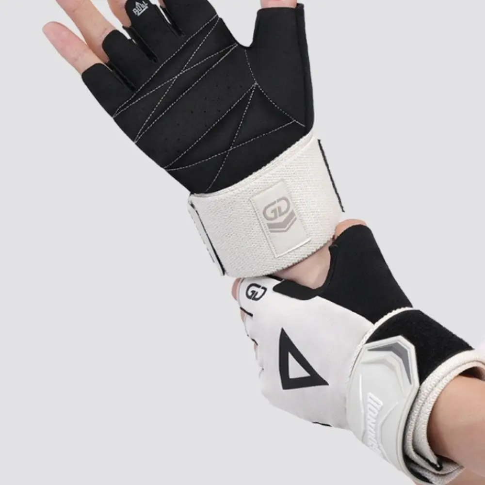 

1 пара дышащих велосипедных перчаток, противоударные защитные ограждения для рук, перчатки для фитнеса, противоскользящие с ремешком на запястье, перчатки с половиной пальца, бодибилдинг