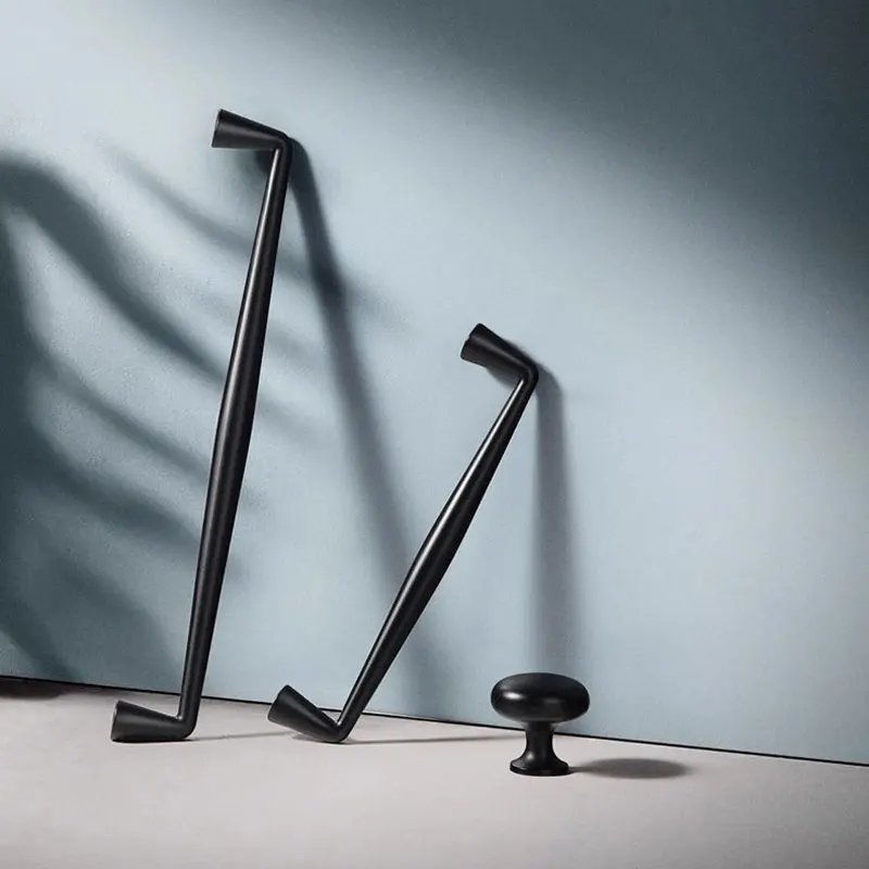 Matte Black Simple Cabinet Handles Bedroom Wardrobe Pulls Dresser Knobs Kitchen Accessories Zinc Alloy Modern Furniture Hardware