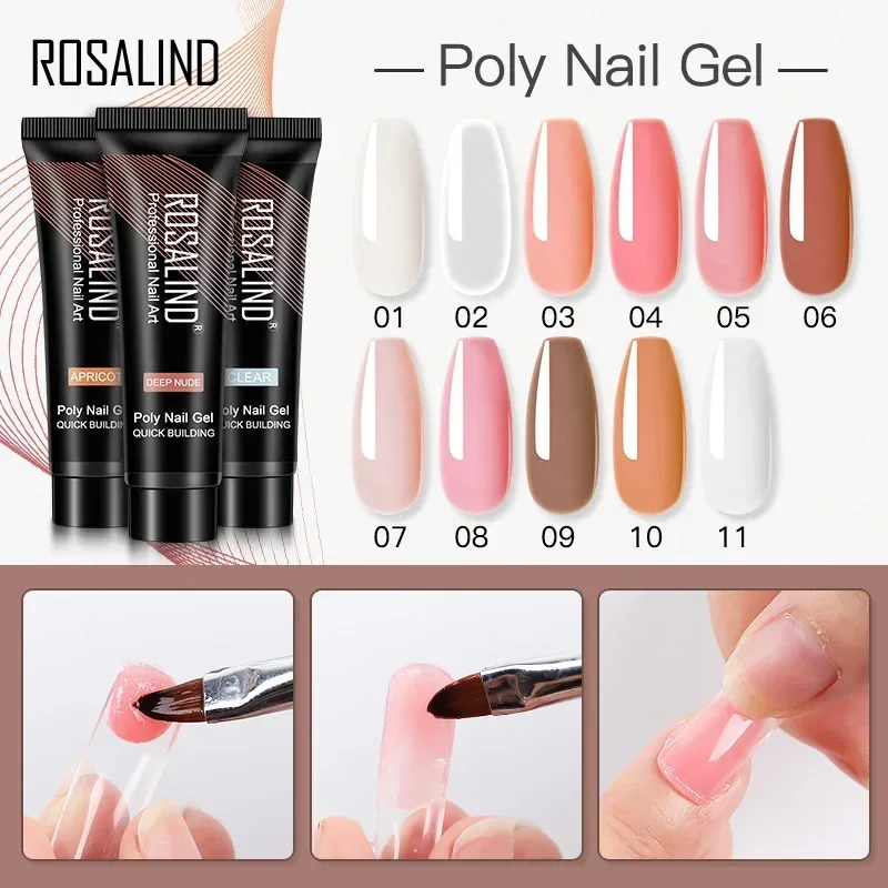 Rosalind gel mini 10ml/15ml polyester rapid reinforcement prolongs the curing of nail glue semi-permanent manicure UV/LED lamp.