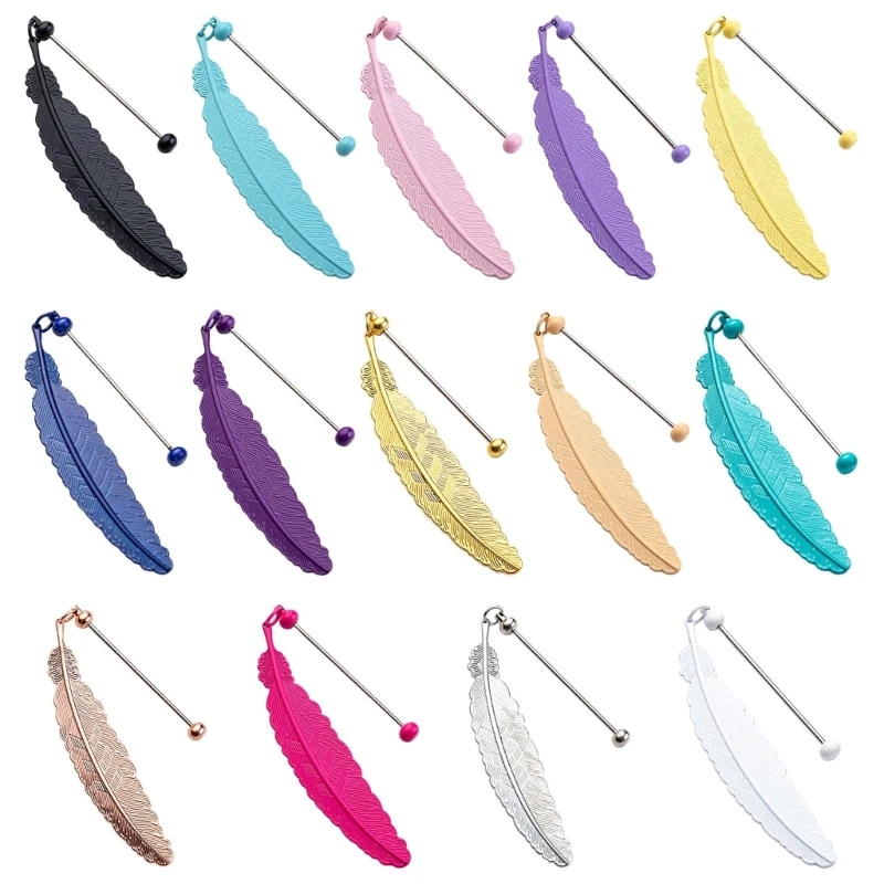 Beadable Feather Bookmarks with Feather Pendant Book Page Holder Gift for Book Lover Reader Writer Teacher