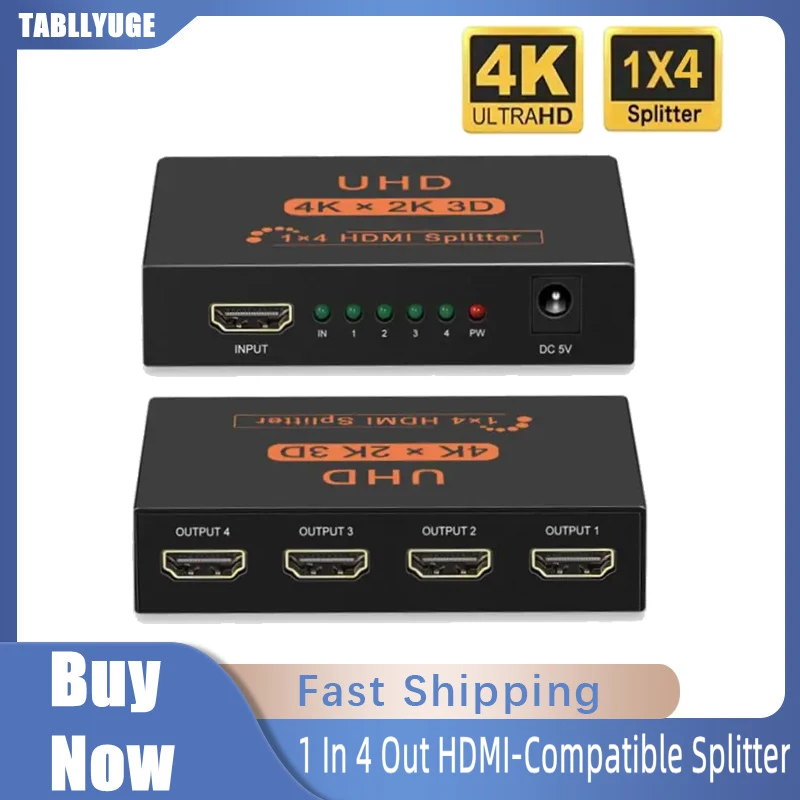 NEW Full HD 4k 1 In 4 Out HDMI-Compatible Video Amplifier Adapter Splitter 5 In 1 Out Switcher For 1080P HDTV DVD PS3 XBOX