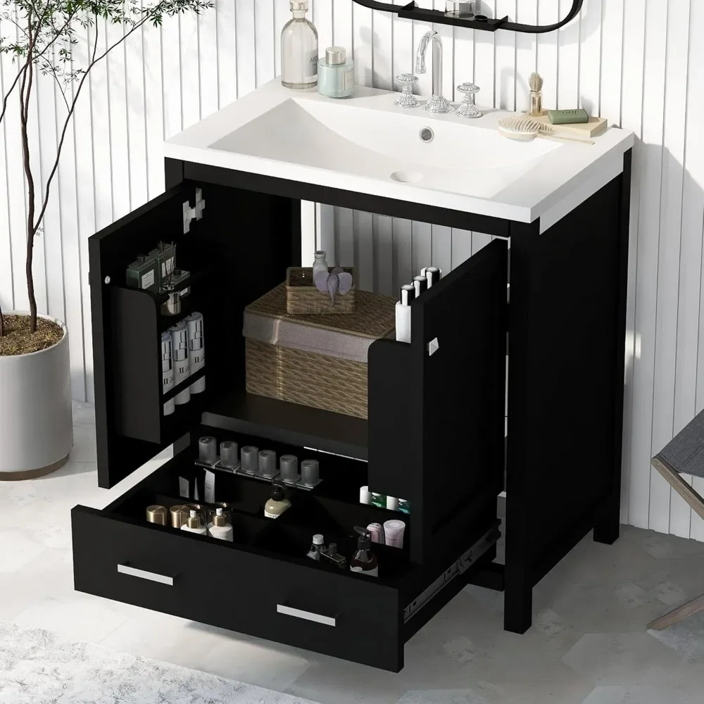 Bathroom Vanity with Single Sink, Combo Cabinet Undermount Sink, Bathroom Storage Cabinet with 2 Doors and a Drawer, Soft Closin