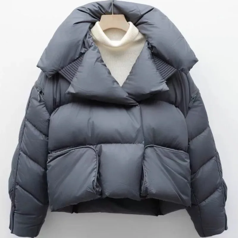 Women's Autumn Winter New Arrivals Puffer Jacket Down Jacket Short Length Thickened High-end White Duck Down Turn-down Collar