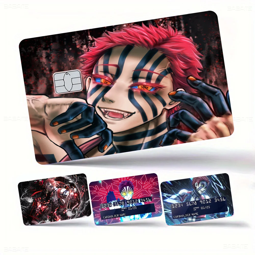 Demon Slayer akaza Poker Sticker Film Tape Skin for Credit Card Debit Card Cartoon Waterproof Stickers Small Chip