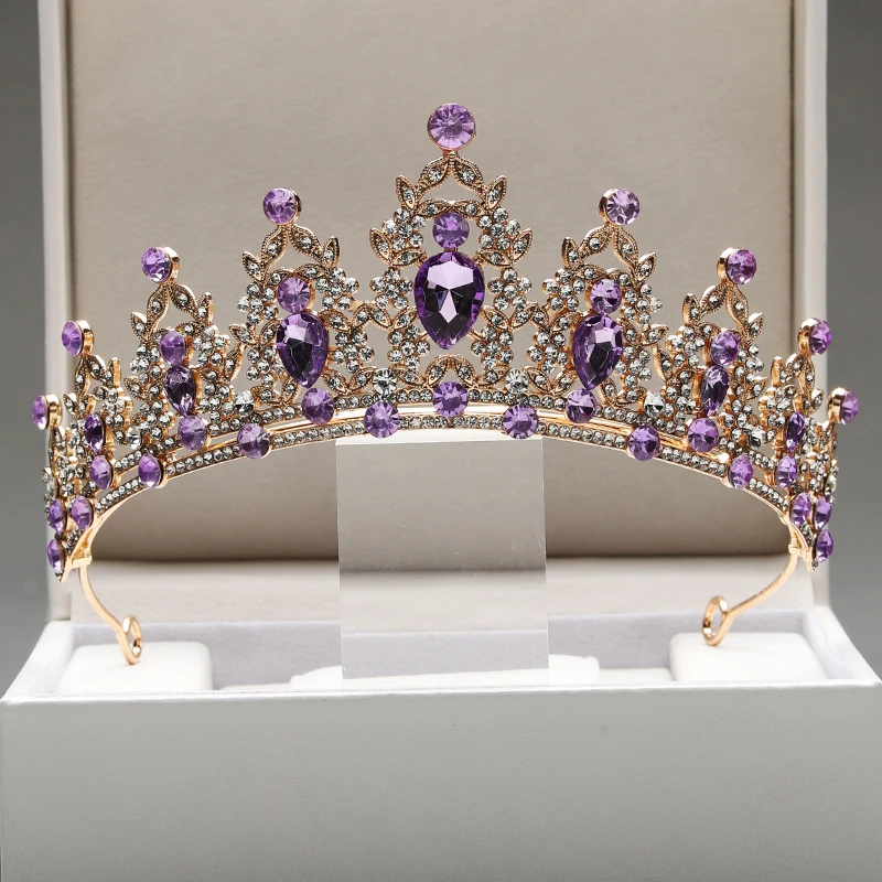 Itacazzo Bridal Headwear with a Purple-Colour Ladies Exquisite Wedding Dress Crown Classic Elf Tiaras