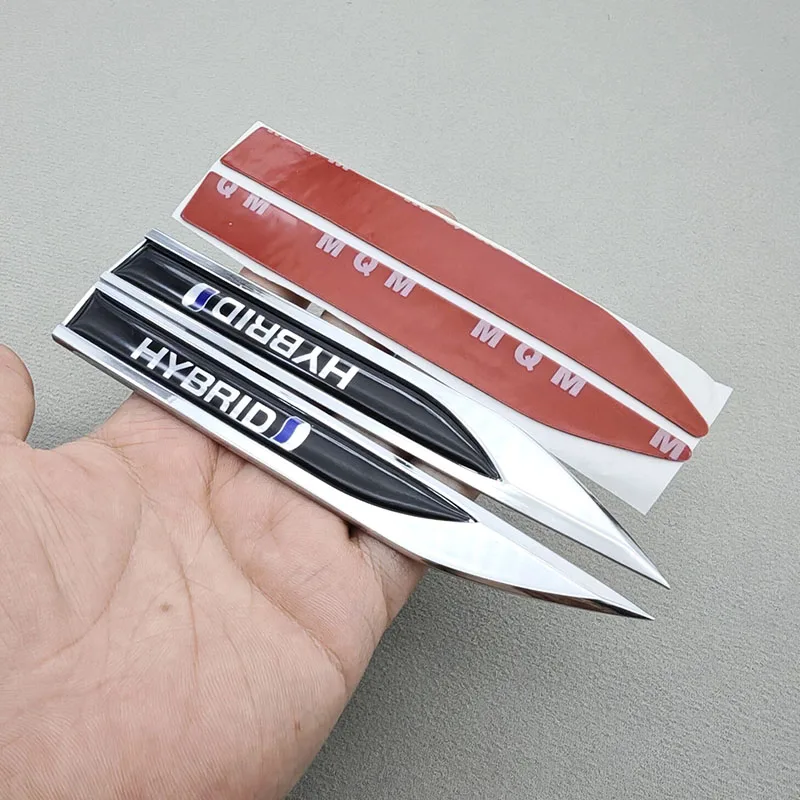 2 قطعة ثلاثية الأبعاد شفرة معدنية الهجين شعار شعار شارة ملصق الأبواب الجانبية درابزين مائي لمتوافق مع جميع الإصدارات الهجينة للسيارة #4