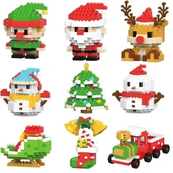 Christmas Gifts Building Block Series Santa Claus Reindeer Puzzle Assembly Bricks Table Decoration Toys for Child Chrismas Gift