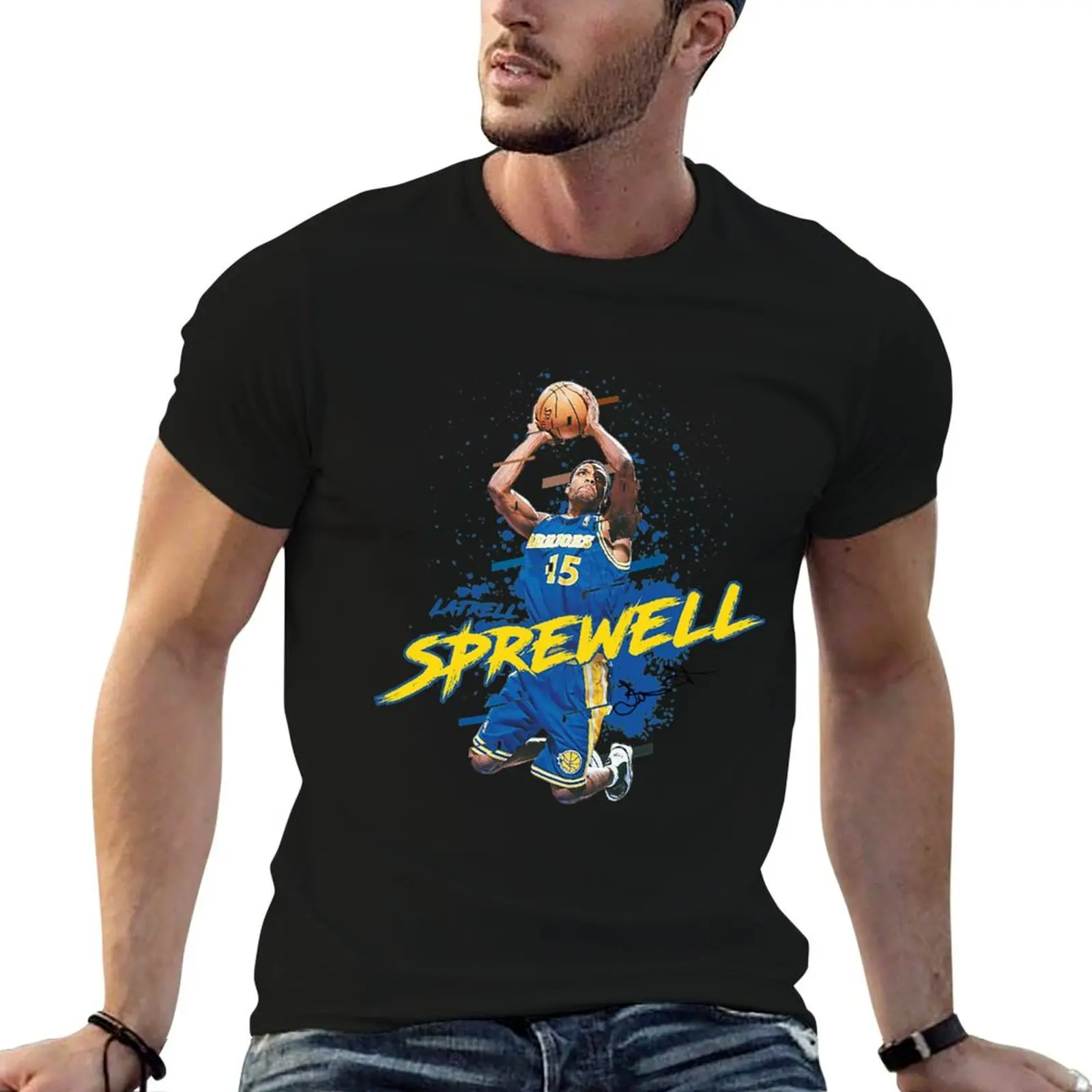 

anime cotton Golden man tshirt Latrell T-Shirt t shirt Warriors State Sprewell