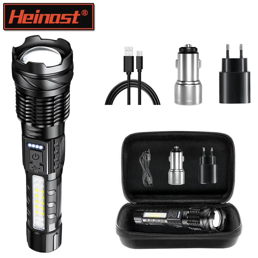 

Портативный перезаряжаемый светодиодный фонарик COB с зажимом, супер яркий телескопический фонарик с зумом для защиты для кемпинга на открытом воздухе