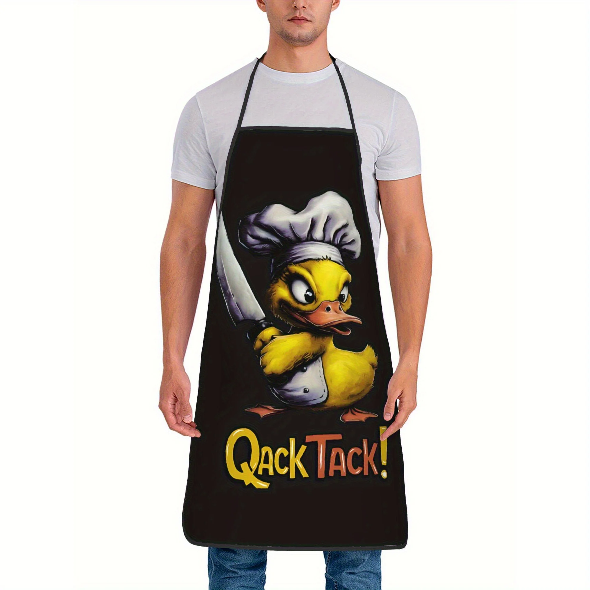 Chef Duck Unisex Apron - Retro Cartoon Duck Chef Print with 