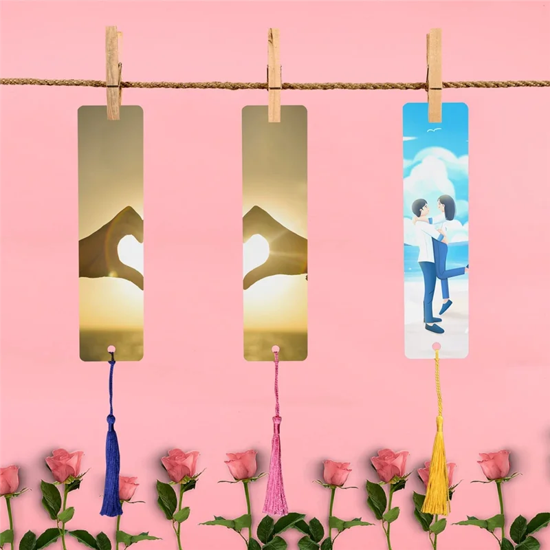 2025 Trend 50Pcs Sublimation Bookmark Blank Heat Transfer Aluminum Metal Bookmarks Bulk DIY Bookmarks With Hole And Colorful Tas