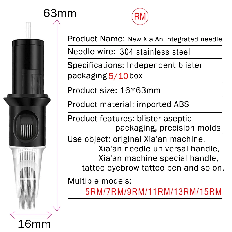 오리지널 필터 카트리지 문신 바늘 멤브레인 시스템 바늘 라운드 라이너 0.35mm 카트리지 머신 그립 건용, 10 개/묶음