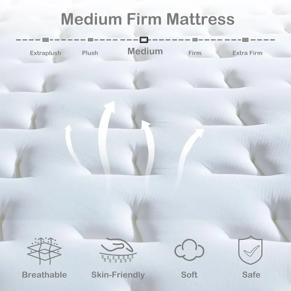 King Mattress, 14 Inch King Size Hybrid Mattress with Memory Foam and Individual Pocket Spring for Motion Isolation，76